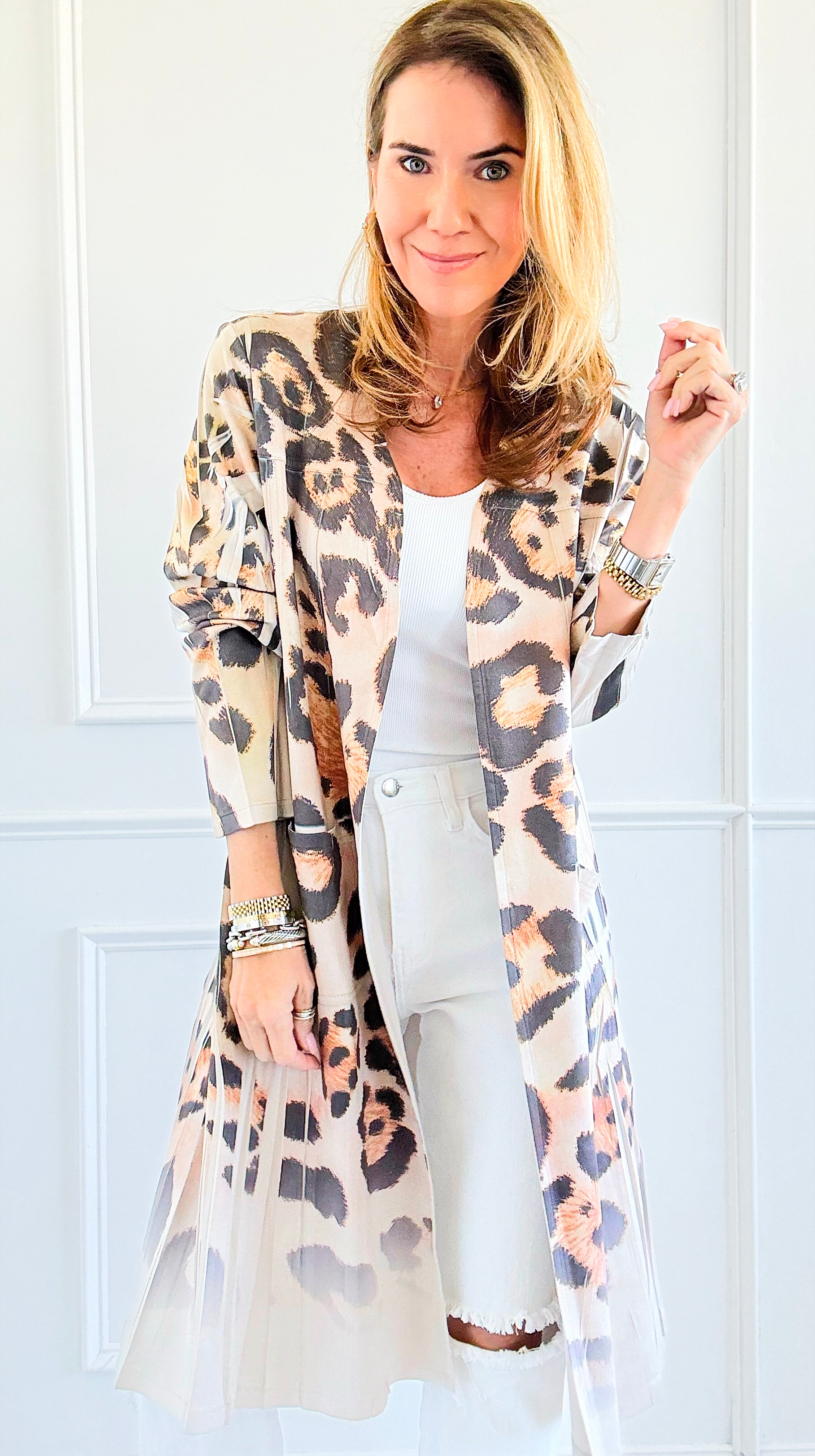 Fierce Feline Long Cardigan-160 Jackets-Origami Fashion Inc-Coastal Bloom Boutique, find the trendiest versions of the popular styles and looks Located in Indialantic, FL