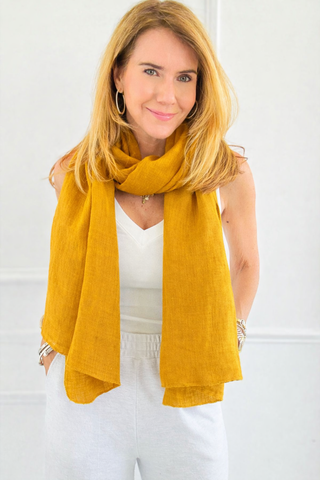Chic Linen Italian Scarf- Mustard