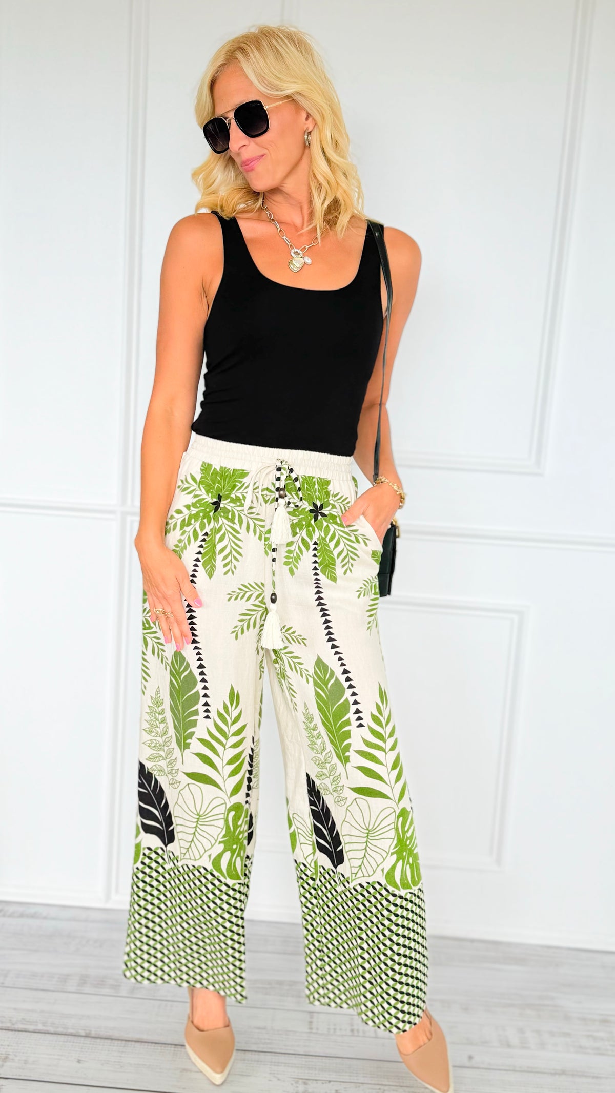 Palm Breeze Wide-Leg Pants-170 Bottoms-ODDI-Coastal Bloom Boutique, find the trendiest versions of the popular styles and looks Located in Indialantic, FL