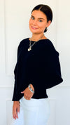 Ribbed Italian Pullover- Navy-140 Sweaters-Italianissimo-Coastal Bloom Boutique, find the trendiest versions of the popular styles and looks Located in Indialantic, FL