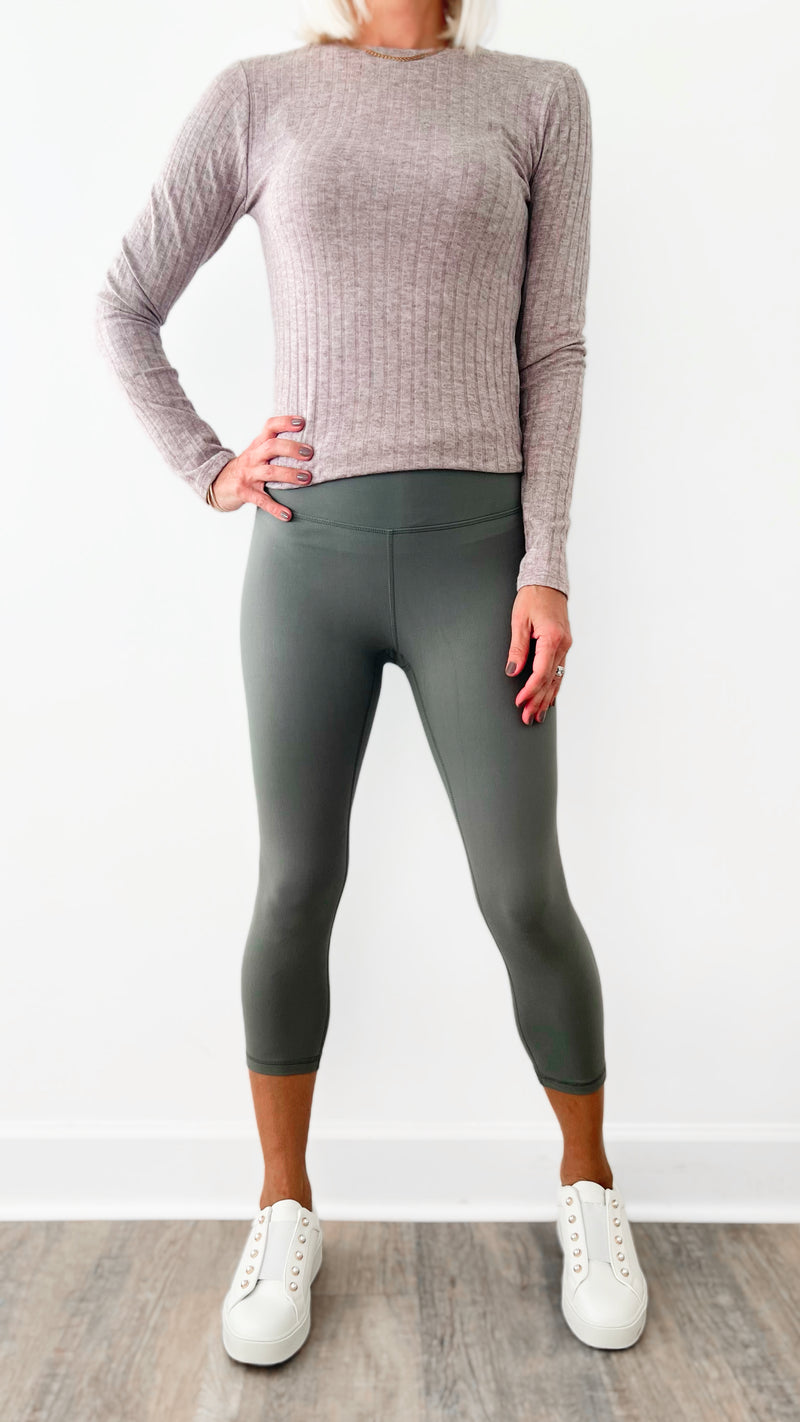 Capri Yoga Leggings - Grey Sage-210 Loungewear/Sets-Rae Mode-Coastal Bloom Boutique, find the trendiest versions of the popular styles and looks Located in Indialantic, FL