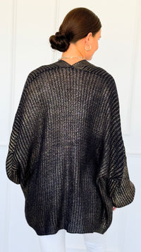 Mirrored Metallic Sugar High Italian Cardigan- Navy/Gold-150 Cardigan Layers-Italianissimo-Coastal Bloom Boutique, find the trendiest versions of the popular styles and looks Located in Indialantic, FL