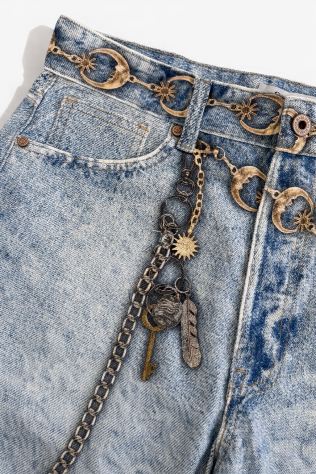 Moon Chain Printed Denim Pant