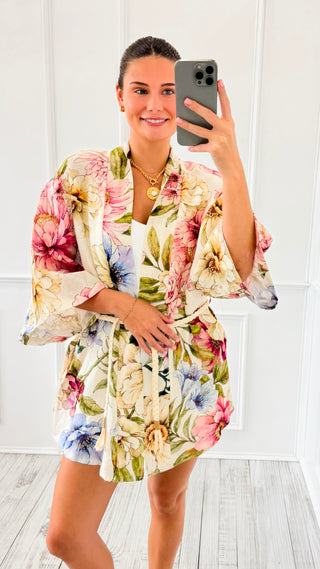 Blooming Romance Italian Linen Kimono