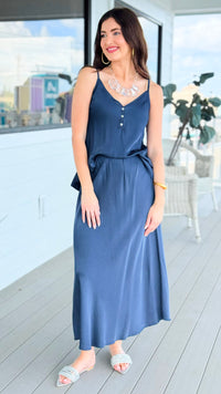 Just My Type Italian Skirt- Navy