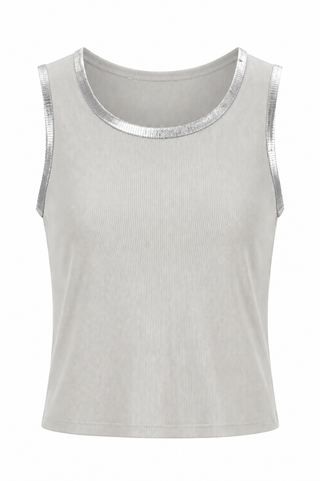Silver Edge Italian Tank Top- Greige