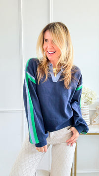 Varsity Stripe Sweater-140 Sweaters-JODIFL-Coastal Bloom Boutique, find the trendiest versions of the popular styles and looks Located in Indialantic, FL