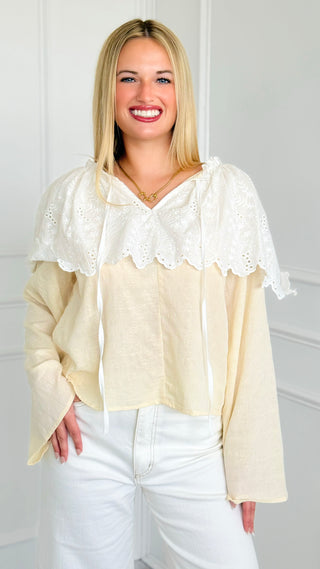 Storybook Scallop Eyelet Cape Blouse