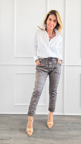 Italian Wish List Jogger- Dark Taupe-180 Joggers-Italianissimo-Coastal Bloom Boutique, find the trendiest versions of the popular styles and looks Located in Indialantic, FL