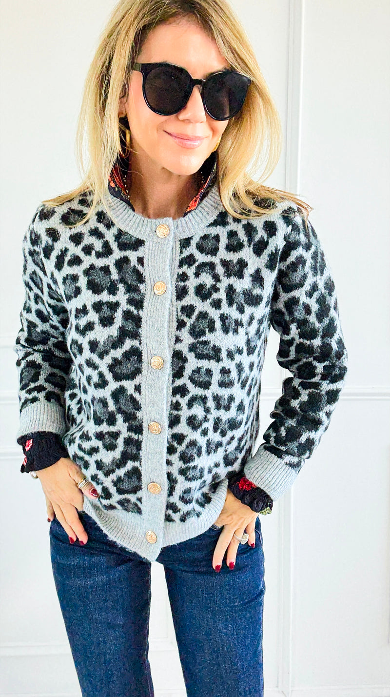 Leopard Luxe Knit Cardigan-150 Cardigans/Layers-Staccato-Coastal Bloom Boutique, find the trendiest versions of the popular styles and looks Located in Indialantic, FL