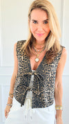 Leopard Print Tie-Front Vest-00 Sleevless Tops-GIGIO-Coastal Bloom Boutique, find the trendiest versions of the popular styles and looks Located in Indialantic, FL