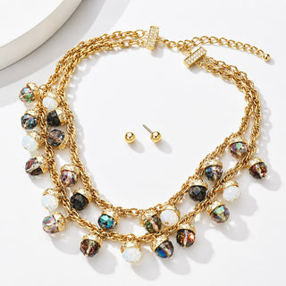 Mixed Gem Charm Necklace