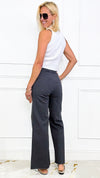 Stretch Wide Leg High Rise Cropped Denim Jean - Charcoal-170 Bottoms-Anniewear-Coastal Bloom Boutique, find the trendiest versions of the popular styles and looks Located in Indialantic, FL