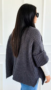 Cuff & Comfort Chenille Cardigan-Ink Charcoal-150 Cardigans/Layers-POL-Coastal Bloom Boutique, find the trendiest versions of the popular styles and looks Located in Indialantic, FL