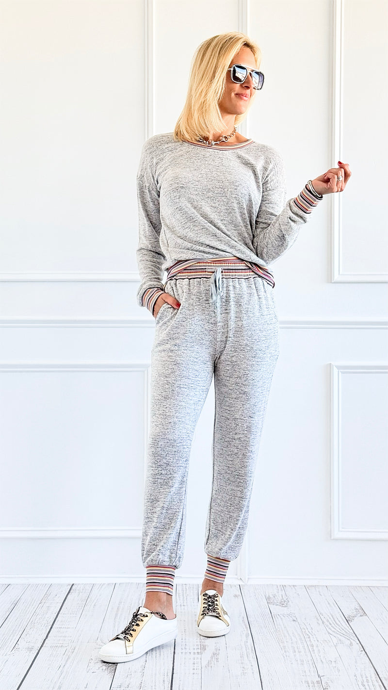 Chic Trim Detail Jogger Set-140 Sweaters-Rousseau-Coastal Bloom Boutique, find the trendiest versions of the popular styles and looks Located in Indialantic, FL