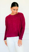 Brushed Melange Sweater - Cabernet-140 Sweaters-Zenana-Coastal Bloom Boutique, find the trendiest versions of the popular styles and looks Located in Indialantic, FL