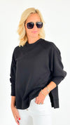 City Vibes Oversized Sweatshirt - Black-130 Long Sleeve Tops-Zenana-Coastal Bloom Boutique, find the trendiest versions of the popular styles and looks Located in Indialantic, FL