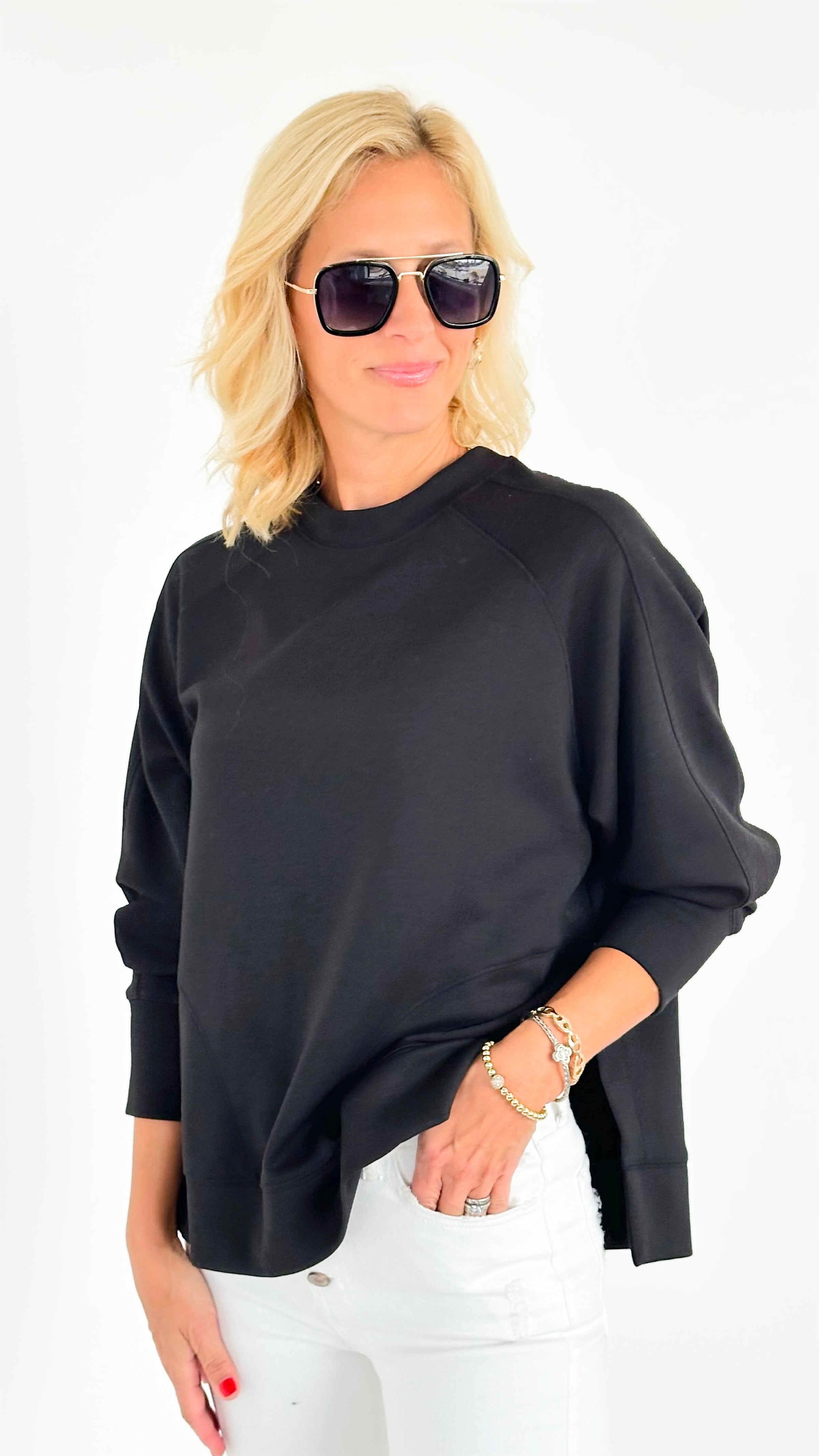 City Vibes Oversized Sweatshirt - Black-130 Long Sleeve Tops-Zenana-Coastal Bloom Boutique, find the trendiest versions of the popular styles and looks Located in Indialantic, FL