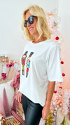 Sequin Nutcracker T-Shirt Dress/Tunic - White-200 Dresses/Jumpsuits/Rompers-Why Dress-Coastal Bloom Boutique, find the trendiest versions of the popular styles and looks Located in Indialantic, FL