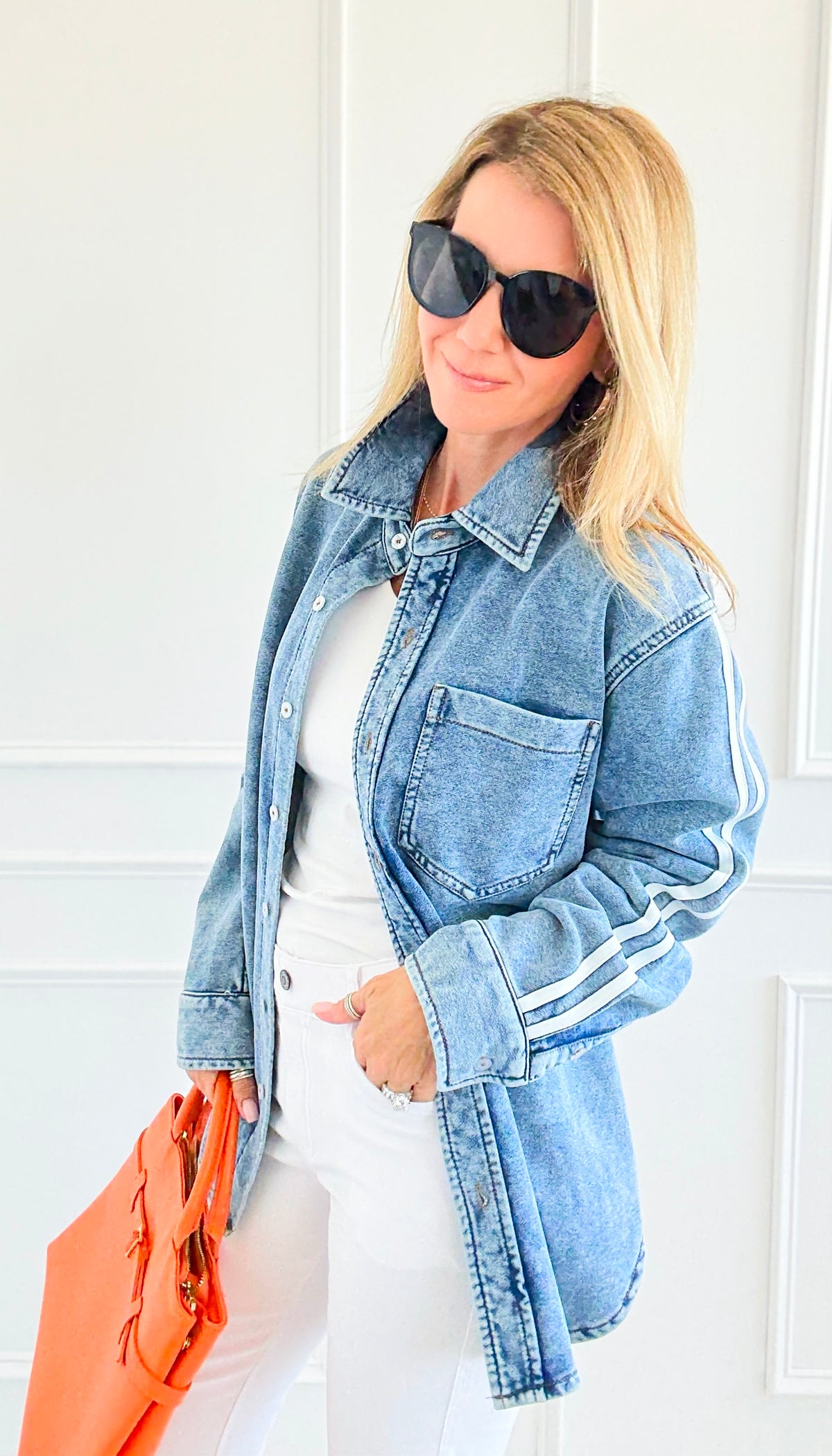 Track the Trends Denim Top-130 Long Sleeve Tops-White Birch-Coastal Bloom Boutique, find the trendiest versions of the popular styles and looks Located in Indialantic, FL