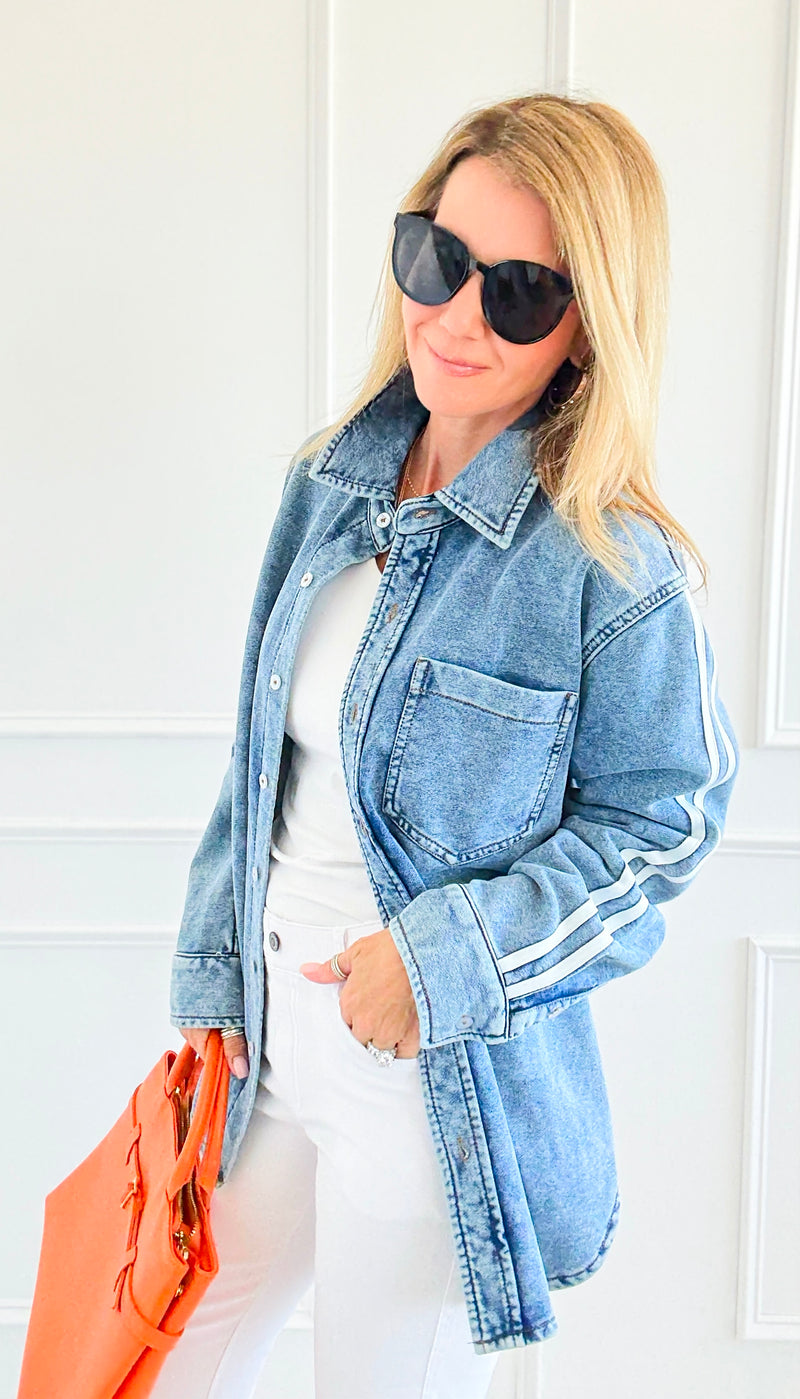 Track the Trends Denim Top-130 Long Sleeve Tops-White Birch-Coastal Bloom Boutique, find the trendiest versions of the popular styles and looks Located in Indialantic, FL