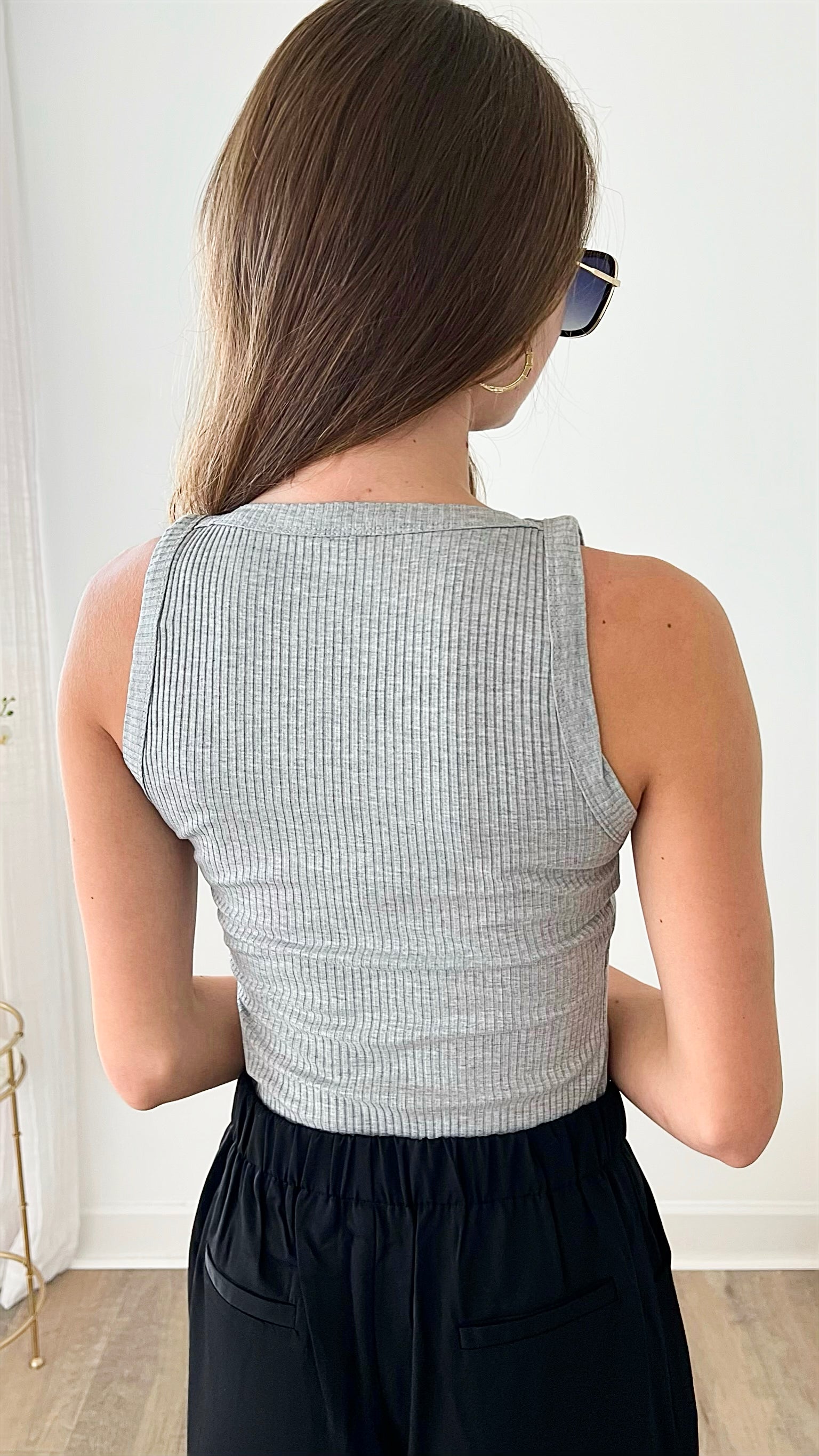 Sayre Tank Top - H Grey-100 Sleeveless Tops-Zenana-Coastal Bloom Boutique, find the trendiest versions of the popular styles and looks Located in Indialantic, FL