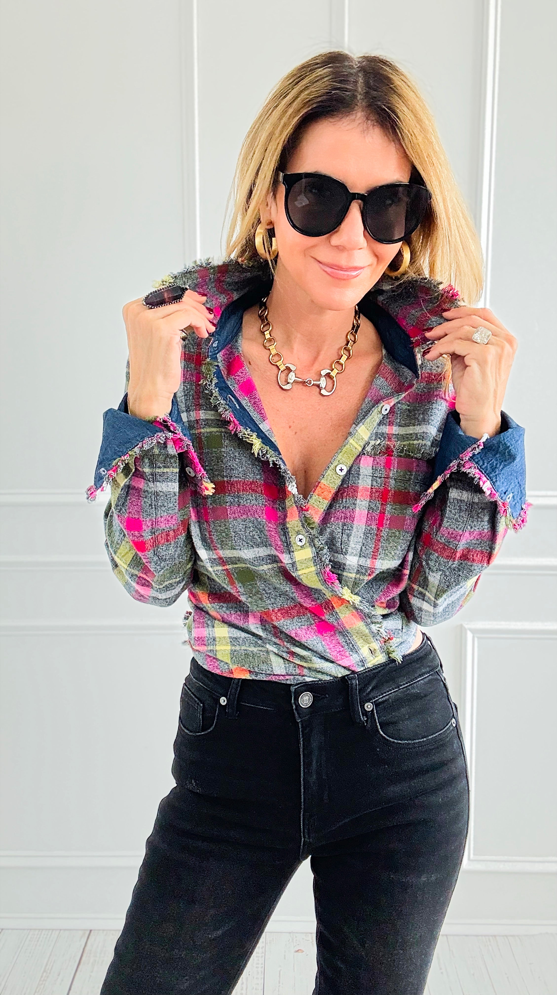 PRE ORDER Cape Cod Flannel Top-110 Long Sleeve Tops-Dizzy Lizzie-Coastal Bloom Boutique, find the trendiest versions of the popular styles and looks Located in Indialantic, FL