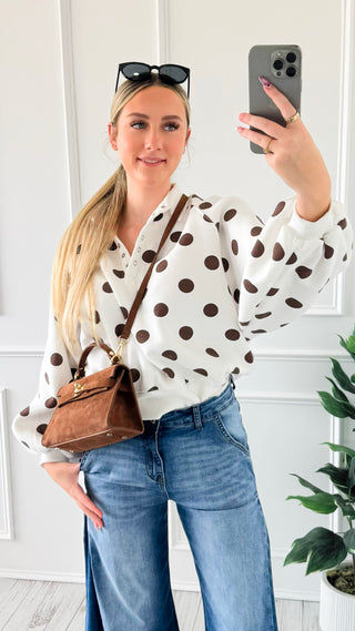 Polka Dot Snap Sweatshirt