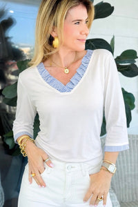 Morning in Marseille V Neck Top