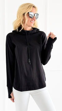 Active Hoodie Top - Black-110 Long Sleeve Tops-Mono B-Coastal Bloom Boutique, find the trendiest versions of the popular styles and looks Located in Indialantic, FL
