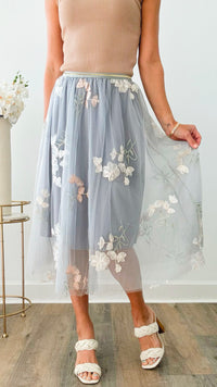 Blooms Tulle Skirt - Gray-170 Bottoms-CBALY-Coastal Bloom Boutique, find the trendiest versions of the popular styles and looks Located in Indialantic, FL