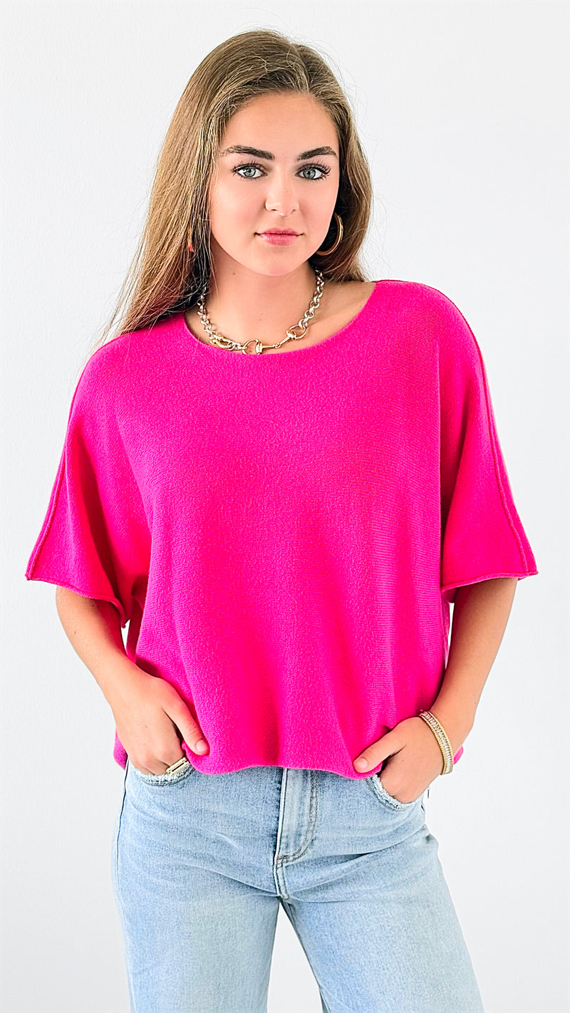 Winter in Amalfi Italian Top - Hot Pink-140 Sweaters-Italianissimo-Coastal Bloom Boutique, find the trendiest versions of the popular styles and looks Located in Indialantic, FL