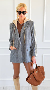 Remix Italian Hooded Blazer-Tweed-160 Jackets-TATTOO Z-Coastal Bloom Boutique, find the trendiest versions of the popular styles and looks Located in Indialantic, FL