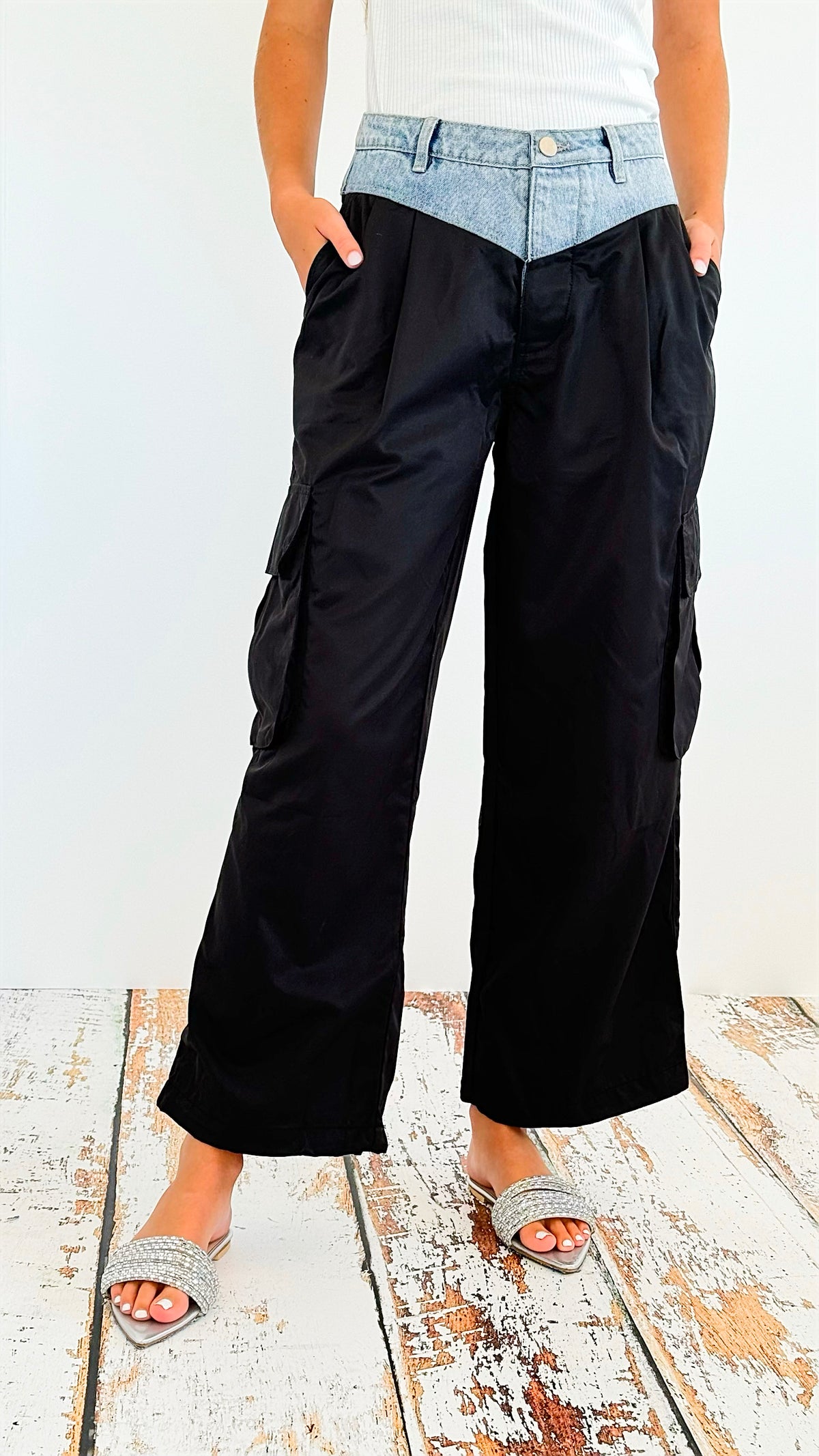 Color Block Cargo Cinch Pants-170 Bottoms-EESOME-Coastal Bloom Boutique, find the trendiest versions of the popular styles and looks Located in Indialantic, FL