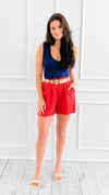 Summer Linen Belted Italian Short-170 Bottoms/Shorts-PORCIENTO-Coastal Bloom Boutique, find the trendiest versions of the popular styles and looks Located in Indialantic, FL