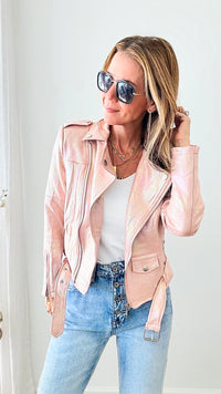 Holographic Metallic Jacket - Pink-160 Jackets-Michel-Coastal Bloom Boutique, find the trendiest versions of the popular styles and looks Located in Indialantic, FL