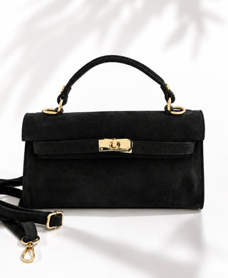 Luxe Moments Italian Suede Bag- Black