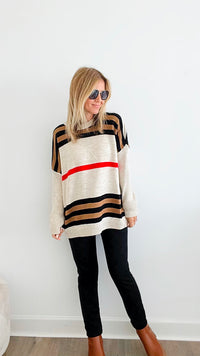 Iconic Italian Knit Pullover Sweater - Beige-140 Sweaters-Yolly-Coastal Bloom Boutique, find the trendiest versions of the popular styles and looks Located in Indialantic, FL