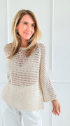 Sparkle Breeze Italian Knit Top-110 short Sleeve Top-CLEAR S-Coastal Bloom Boutique, find the trendiest versions of the popular styles and looks Located in Indialantic, FL