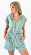 Park Day Zip-Up Romper - Sage Green-200 Dresses/Jumpsuits/Rompers-HYFVE-Coastal Bloom Boutique, find the trendiest versions of the popular styles and looks Located in Indialantic, FL