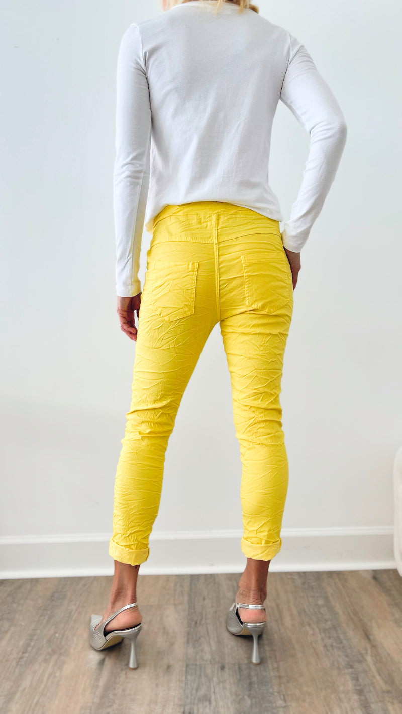 Love Endures Italian Jogger - Sunshine Yellow-180 Joggers-Germany-Coastal Bloom Boutique, find the trendiest versions of the popular styles and looks Located in Indialantic, FL