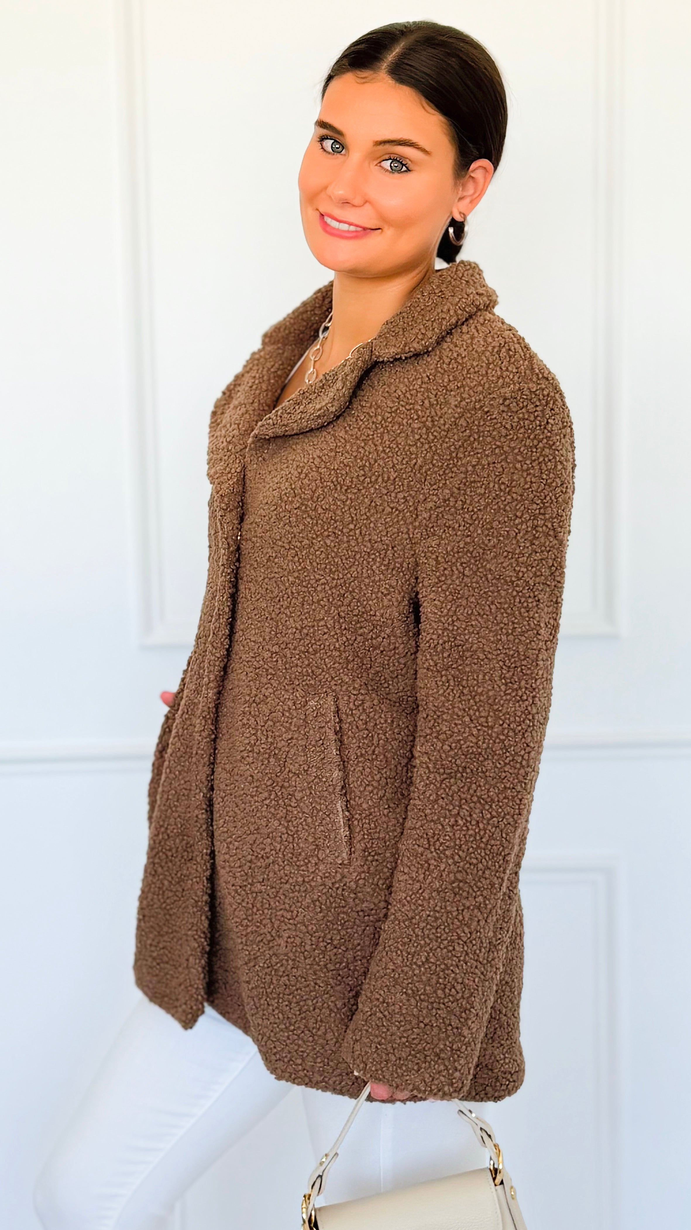 Cozy Up Sherpa Coat - Mocha-160 Jackets-26 International-Coastal Bloom Boutique, find the trendiest versions of the popular styles and looks Located in Indialantic, FL