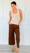 Weekend Flow Pull-On Pants - Coffee-170 Bottoms/Shorts-YELETE-Coastal Bloom Boutique, find the trendiest versions of the popular styles and looks Located in Indialantic, FL