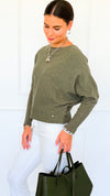 Ribbed Italian Pullover- Olive-140 Sweaters-Italianissimo-Coastal Bloom Boutique, find the trendiest versions of the popular styles and looks Located in Indialantic, FL