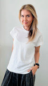 Cotton Crew Girl Next Door Neck - White-110 Short Sleeve Tops-Zenana-Coastal Bloom Boutique, find the trendiest versions of the popular styles and looks Located in Indialantic, FL