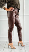 City Lights Faux Leather Italian Jogger - Brown-180 Joggers-Italianissimo/ SEE YOU IN ROME-Coastal Bloom Boutique, find the trendiest versions of the popular styles and looks Located in Indialantic, FL