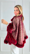 Golden Hour Glam Cape - Burgundy-160 Jackets-Original USA-Coastal Bloom Boutique, find the trendiest versions of the popular styles and looks Located in Indialantic, FL