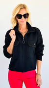 Modern Edge Zip-Up Jacket - Black-160 Jackets-Mello-Coastal Bloom Boutique, find the trendiest versions of the popular styles and looks Located in Indialantic, FL