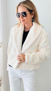 Big Deal Big Collar Faux Fur Jacket- Ivory-150 Cardigan Layers-Dolce Cabo-Coastal Bloom Boutique, find the trendiest versions of the popular styles and looks Located in Indialantic, FL