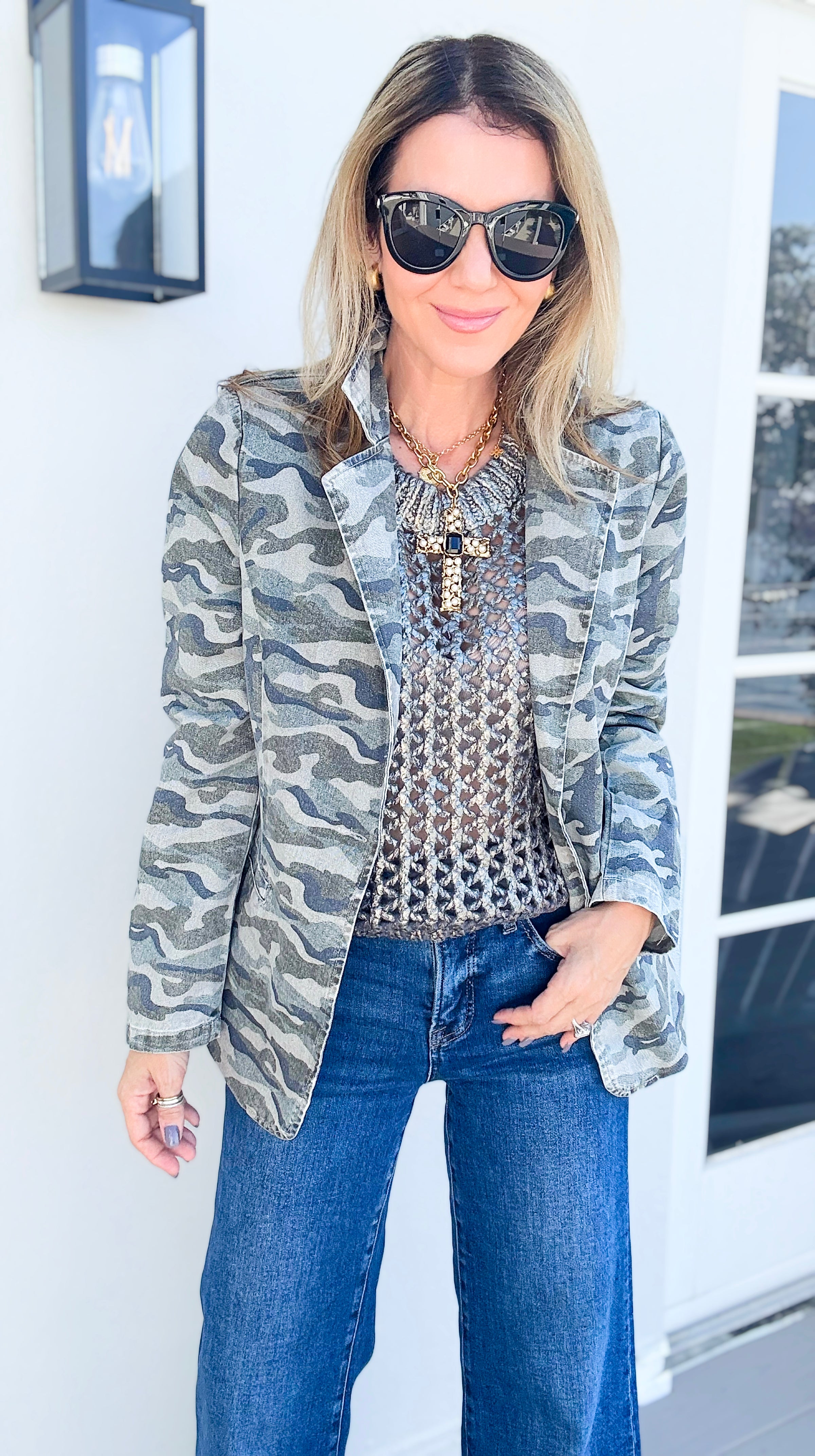 Camo Cameo Printed Blazer-160 Jackets-NoaBoa-Coastal Bloom Boutique, find the trendiest versions of the popular styles and looks Located in Indialantic, FL
